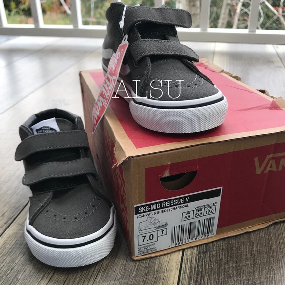VANS SK8-MID Reissue V  Canvas Suede Charcoal Kids - Picture 2 of 7